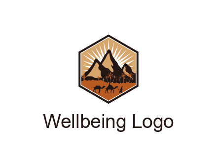 hexagon shaped desert logo