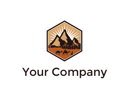 hexagon shaped desert logo
