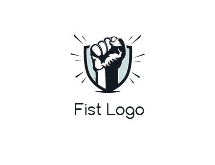 raised fist in shield logo