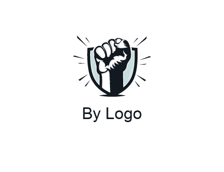 raised fist in shield logo
