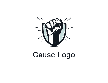 raised fist in shield logo