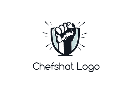 raised fist in shield logo