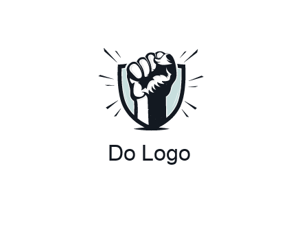 raised fist in shield logo