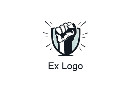 raised fist in shield logo