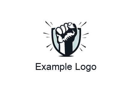 raised fist in shield logo