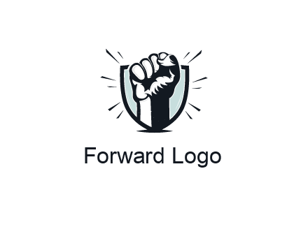 raised fist in shield logo