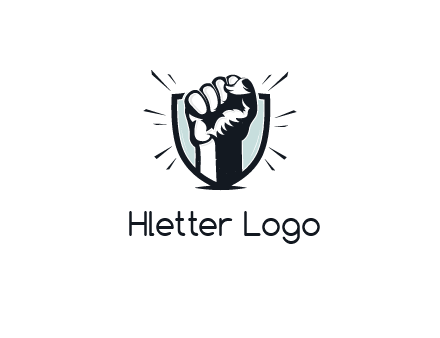 raised fist in shield logo