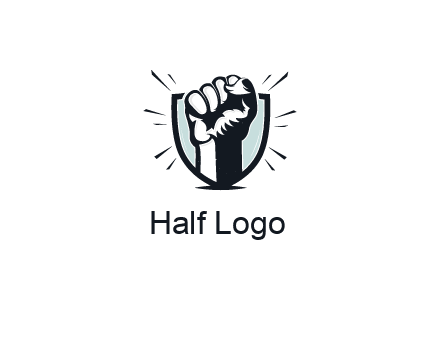 raised fist in shield logo