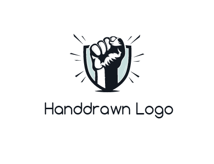 raised fist in shield logo