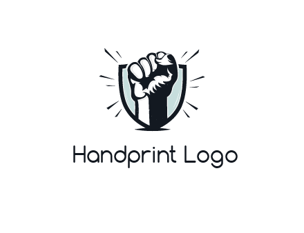 raised fist in shield logo