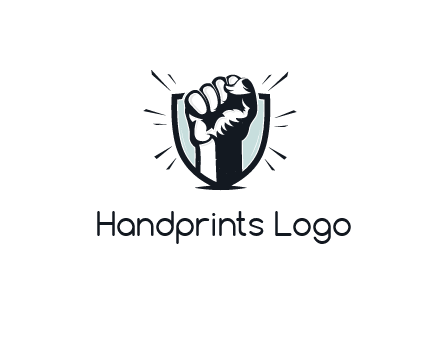 raised fist in shield logo