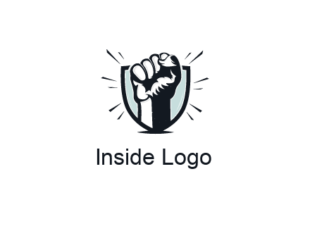 raised fist in shield logo