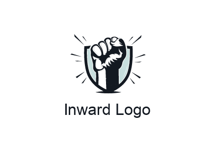 raised fist in shield logo