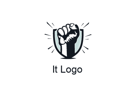 raised fist in shield logo