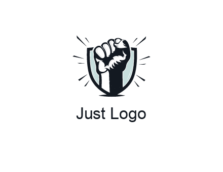 raised fist in shield logo
