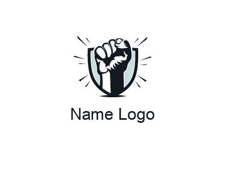 raised fist in shield logo