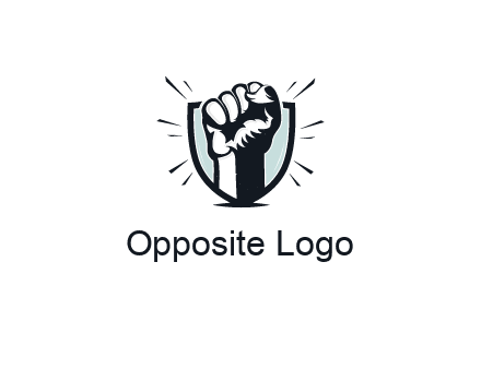 raised fist in shield logo