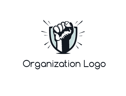 raised fist in shield logo