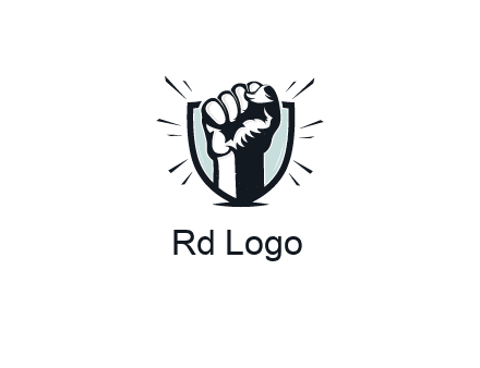 raised fist in shield logo