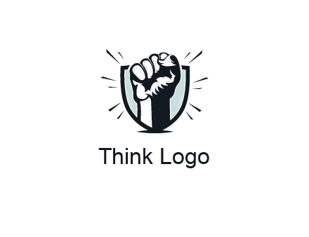 raised fist in shield logo