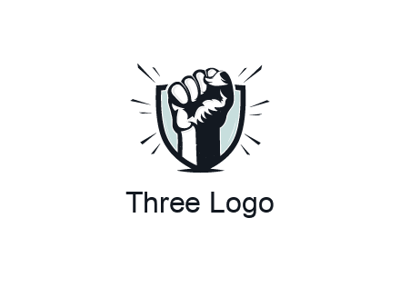 raised fist in shield logo