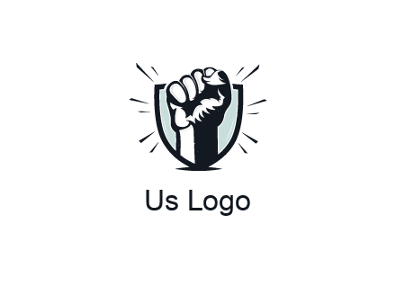 raised fist in shield logo