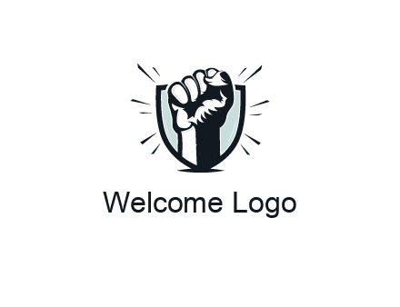 raised fist in shield logo