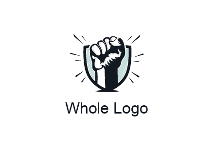 raised fist in shield logo