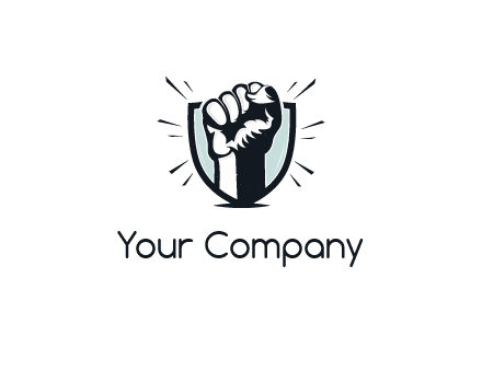 raised fist in shield logo