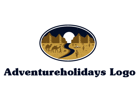 desert moon logo with camels and cactus