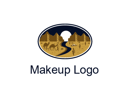 desert moon logo with camels and cactus