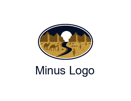 desert moon logo with camels and cactus