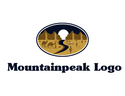 desert moon logo with camels and cactus