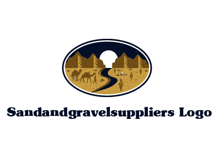 desert moon logo with camels and cactus