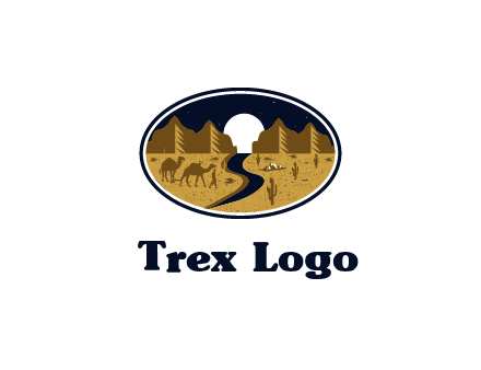 desert moon logo with camels and cactus