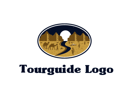 desert moon logo with camels and cactus
