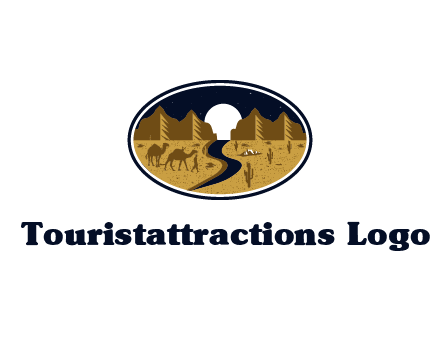 desert moon logo with camels and cactus