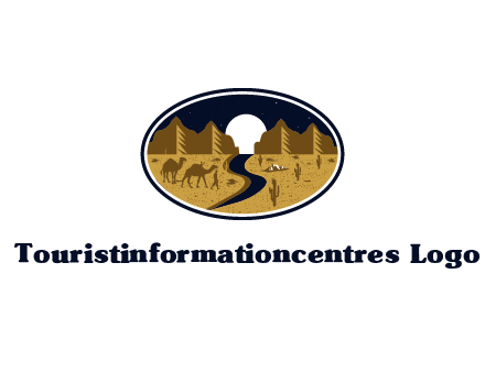desert moon logo with camels and cactus