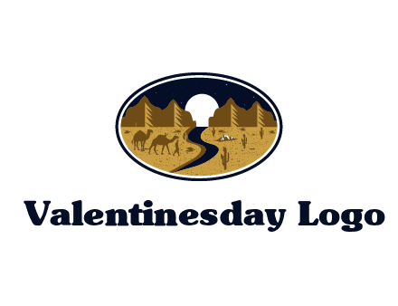 desert moon logo with camels and cactus