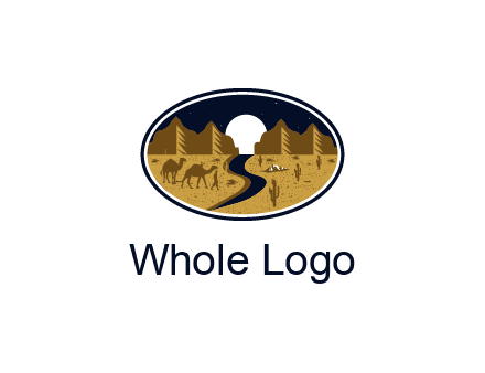 desert moon logo with camels and cactus