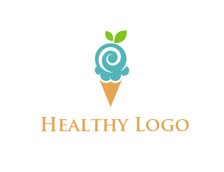 Ice cream with leaves icon