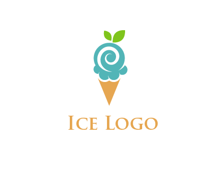 Ice cream with leaves icon