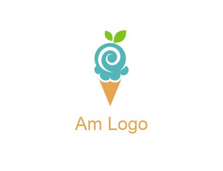 Ice cream with leaves icon