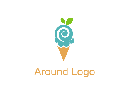 Ice cream with leaves icon