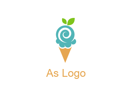 Ice cream with leaves icon