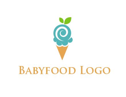 Ice cream with leaves icon