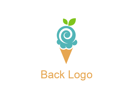 Ice cream with leaves icon