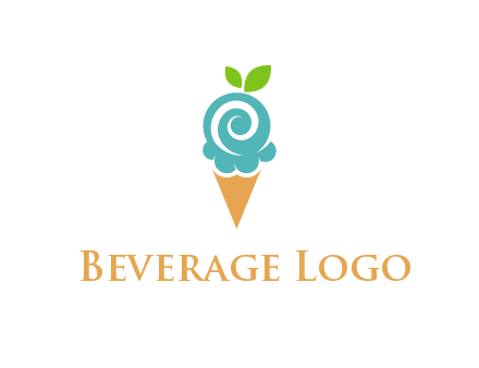 Ice cream with leaves icon