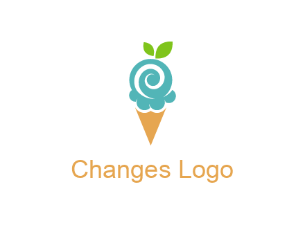 Ice cream with leaves icon
