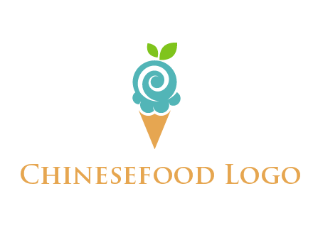 Ice cream with leaves icon